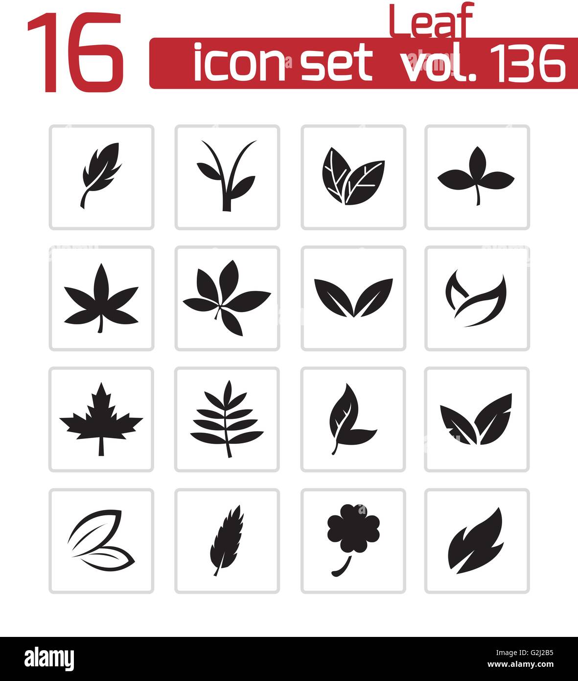 Vector black leaf icons set Stock Vector Image & Art - Alamy