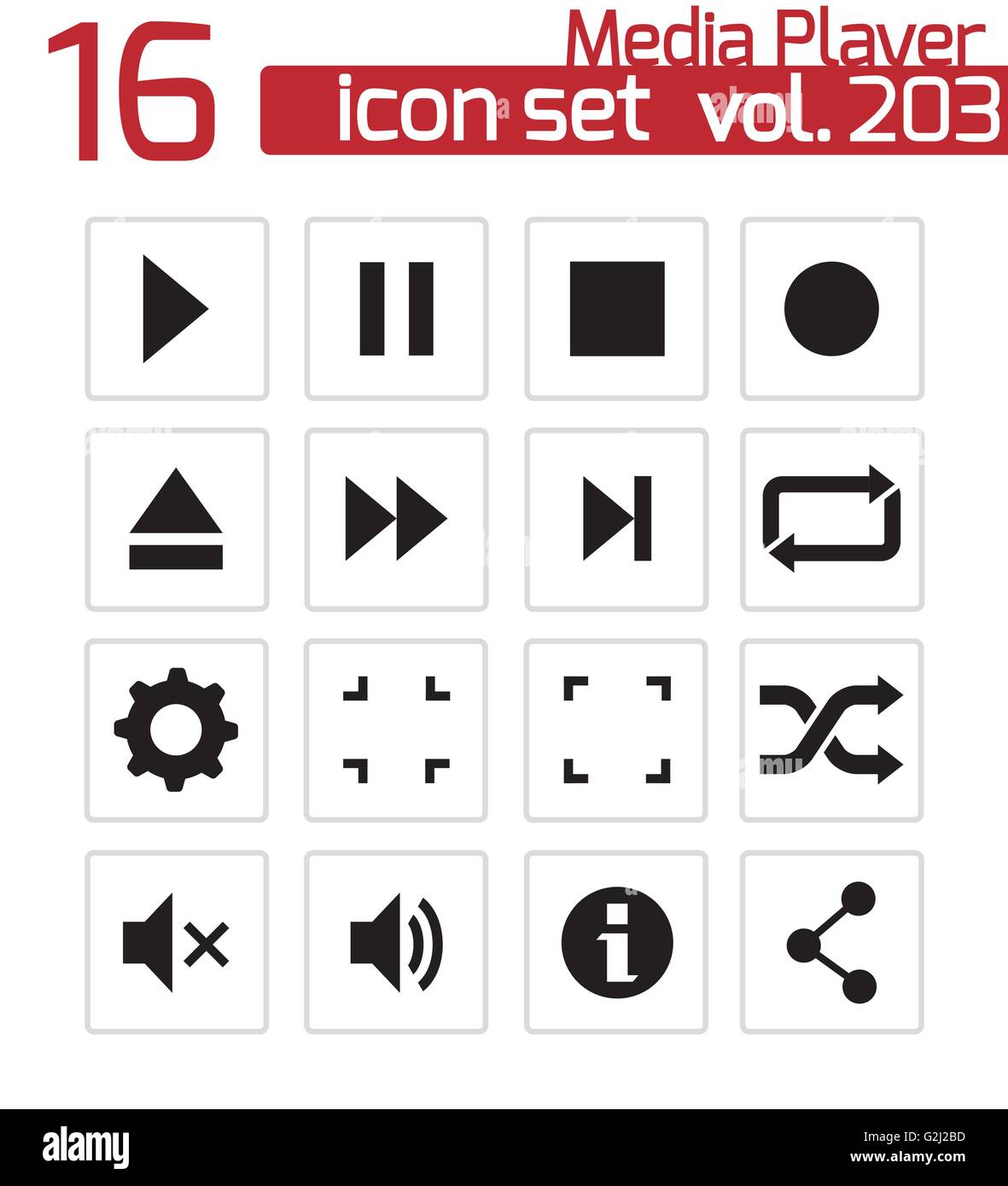 Vector black media player icons set Stock Vector Image & Art - Alamy