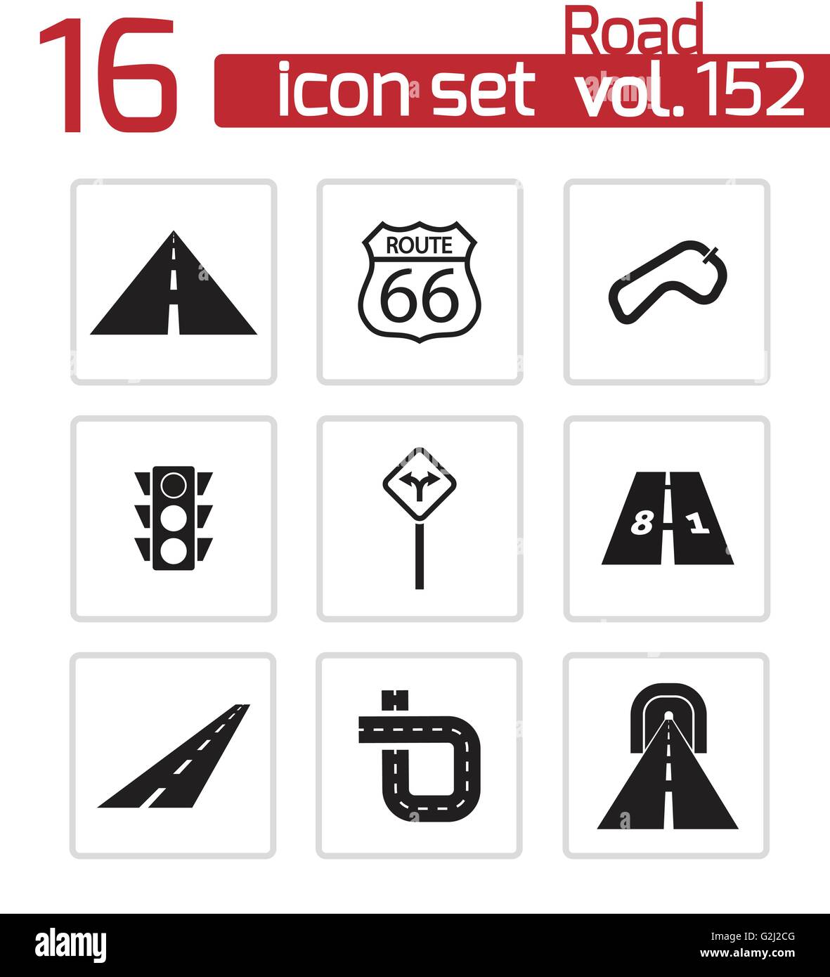 Vector black road icons set Stock Vector Image & Art - Alamy