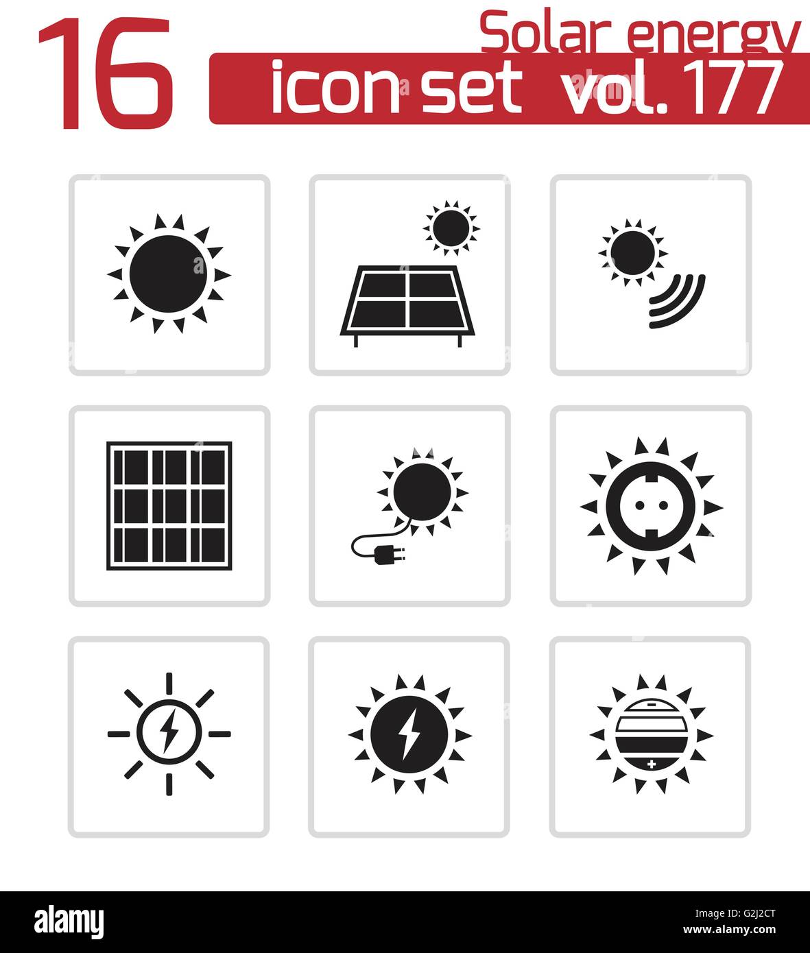 Vector black solar energy icons set Stock Vector Image & Art - Alamy