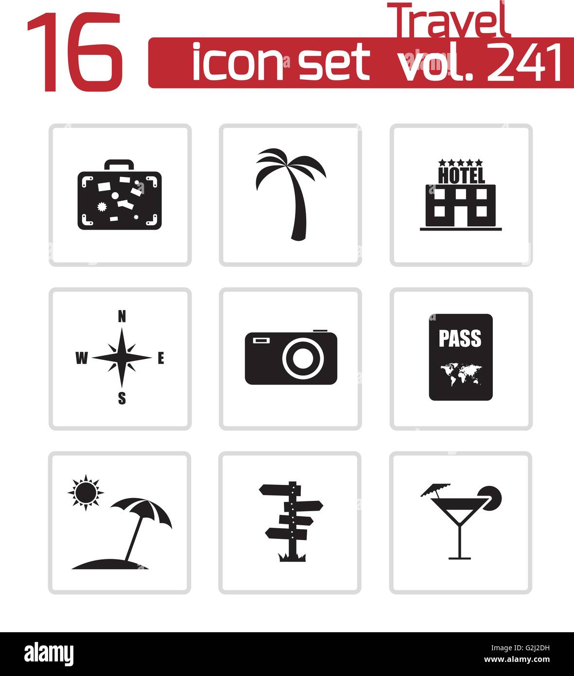 Vector black travel icons set Stock Vector Image & Art - Alamy
