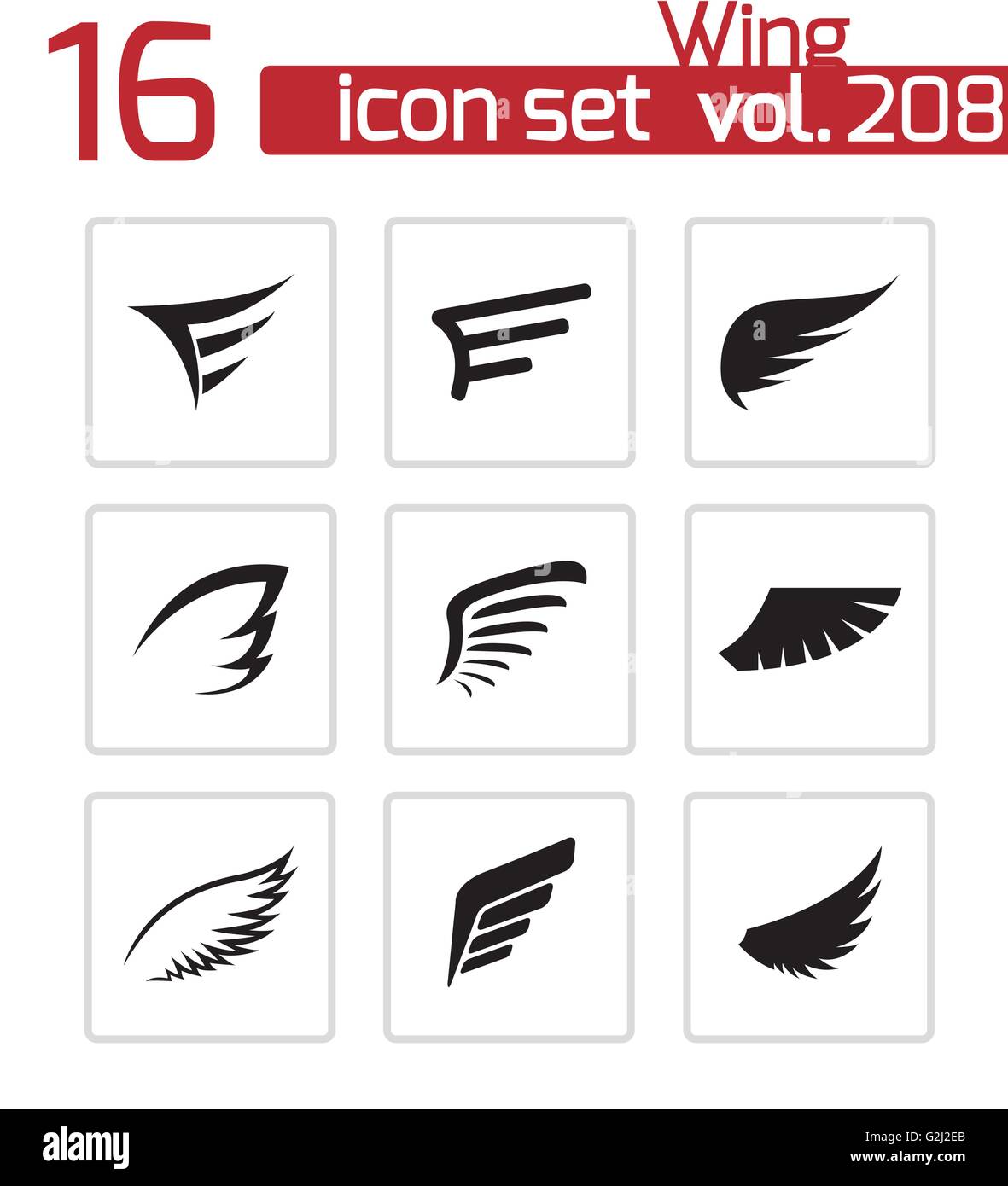 Vector black wing icons set Stock Vector Image & Art - Alamy