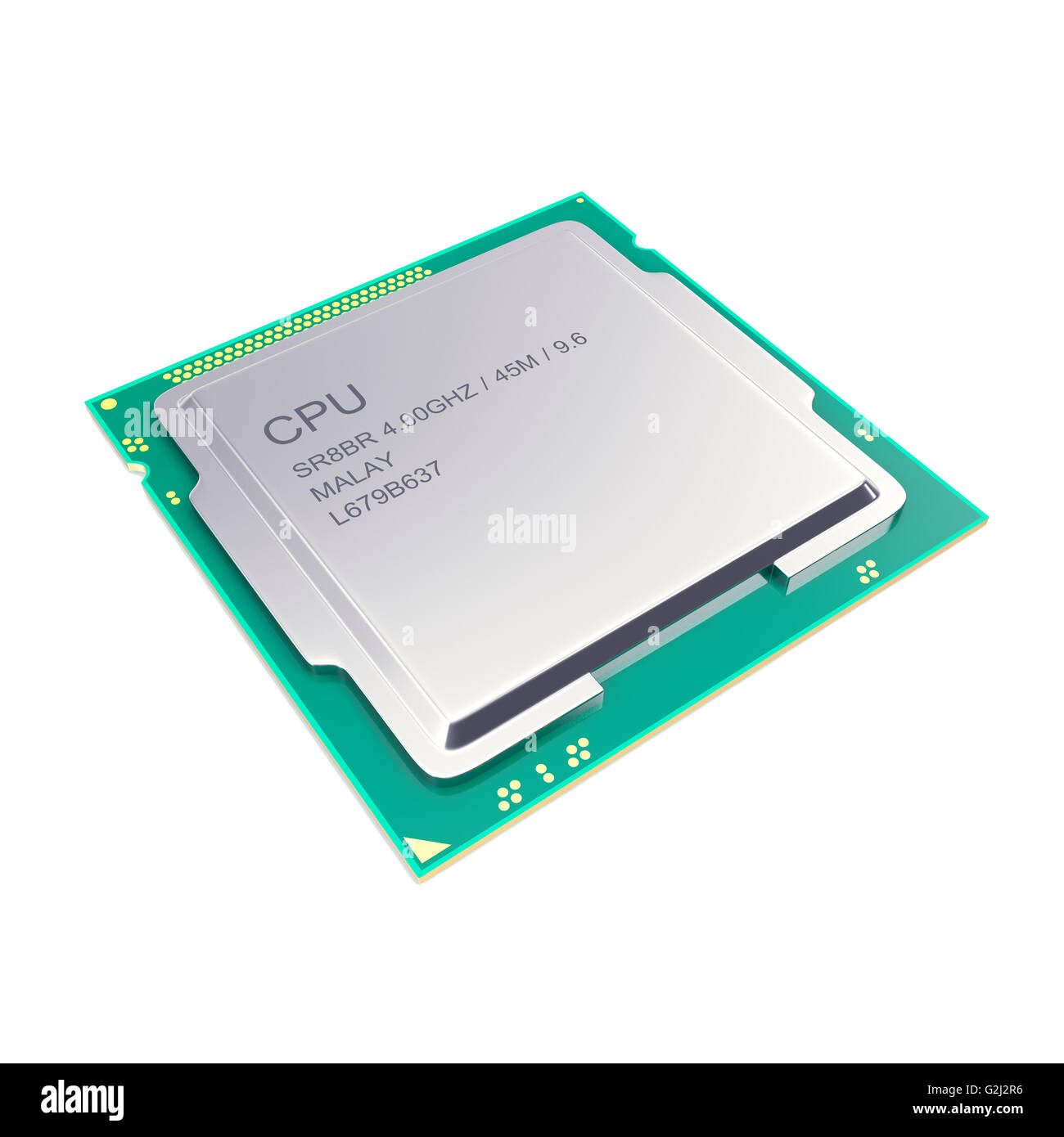 Central processor unit, CPU isolated on white. 3d illustration Stock ...