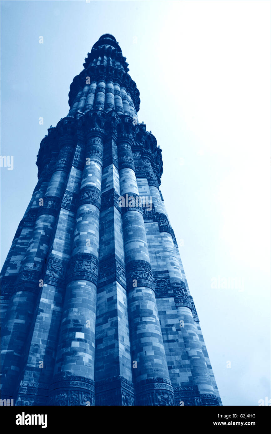 Tower, Low Angle View, Qutab Minar, Deli, India Stock Photo