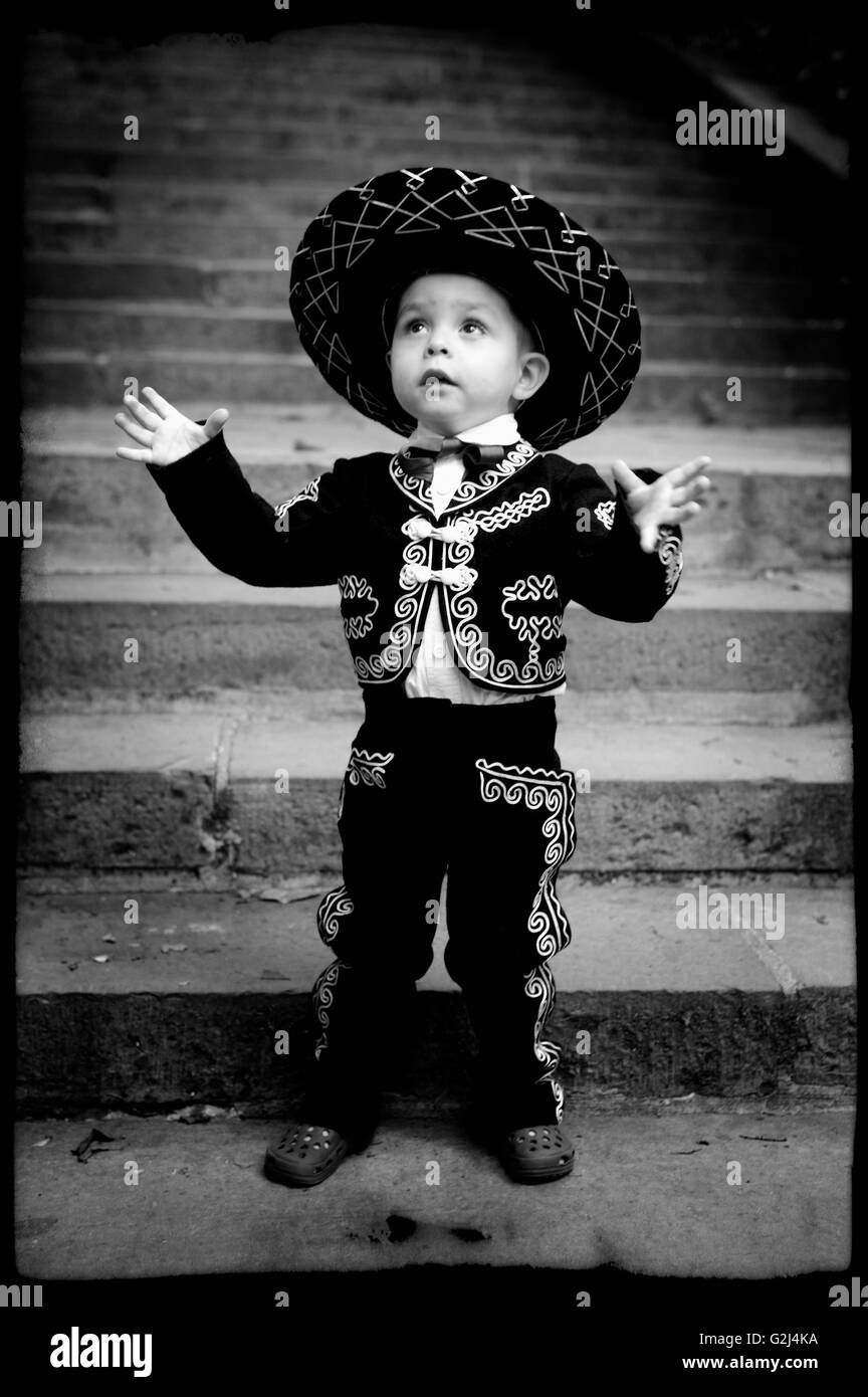 Small Boy Wearing Mariachi Costume Stock Photo