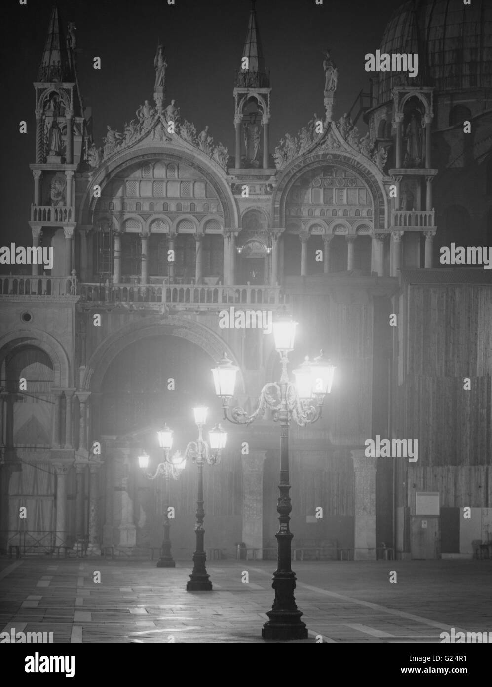 Street Lights, San Marcos Square, Venice, Italy Stock Photo