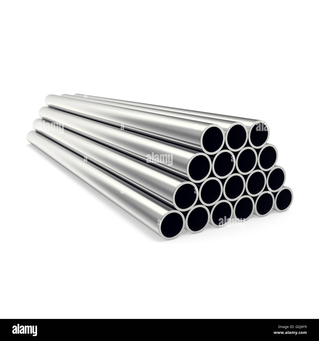 Metal pipes isolated on white background. 3d illustration Stock Photo