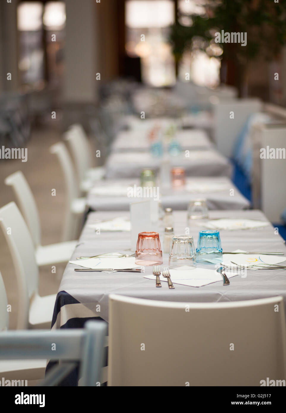 View of the Italian restaurant table set Stock Photo Alamy