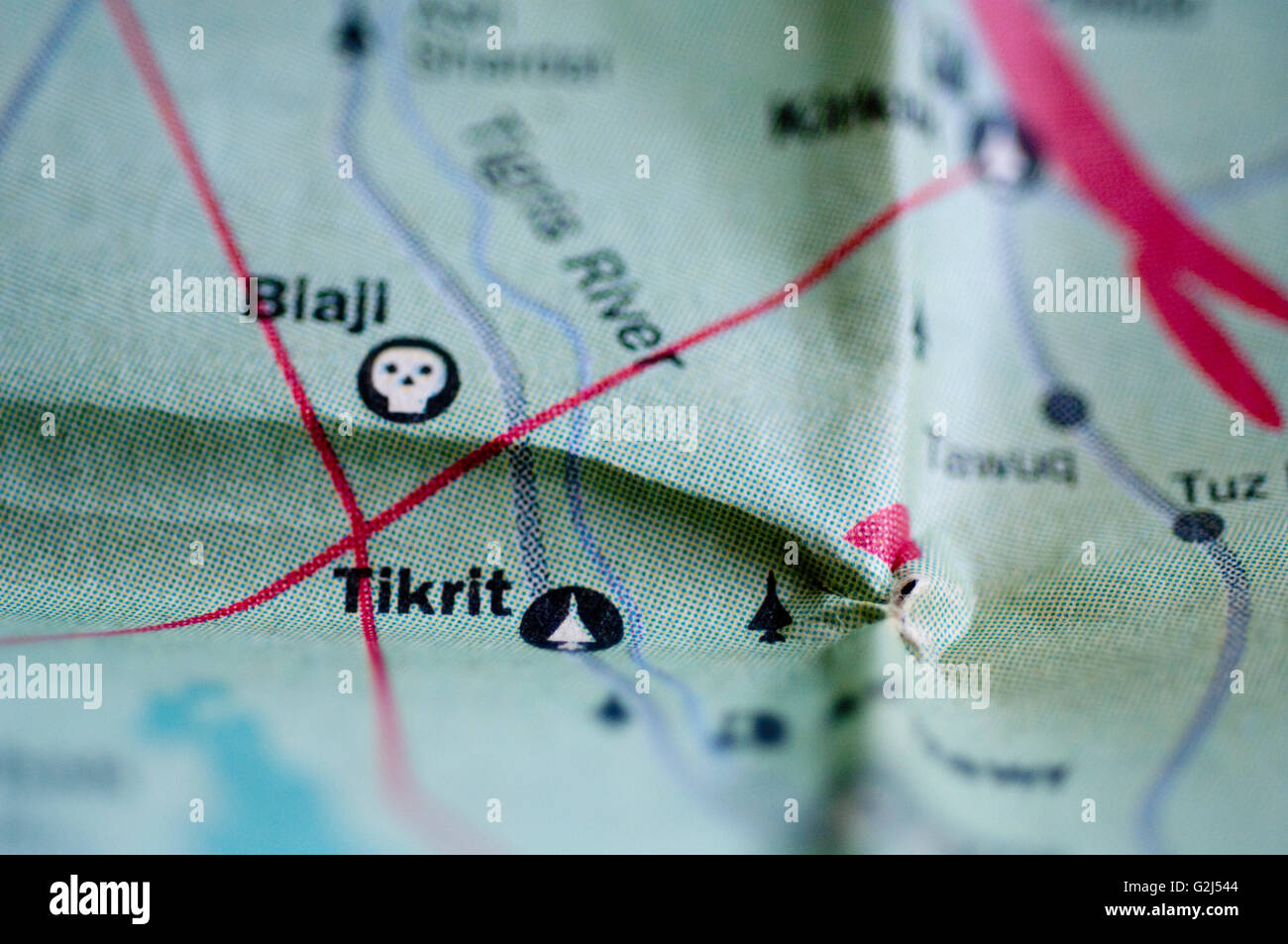 map of tikrit iraq detail stock image