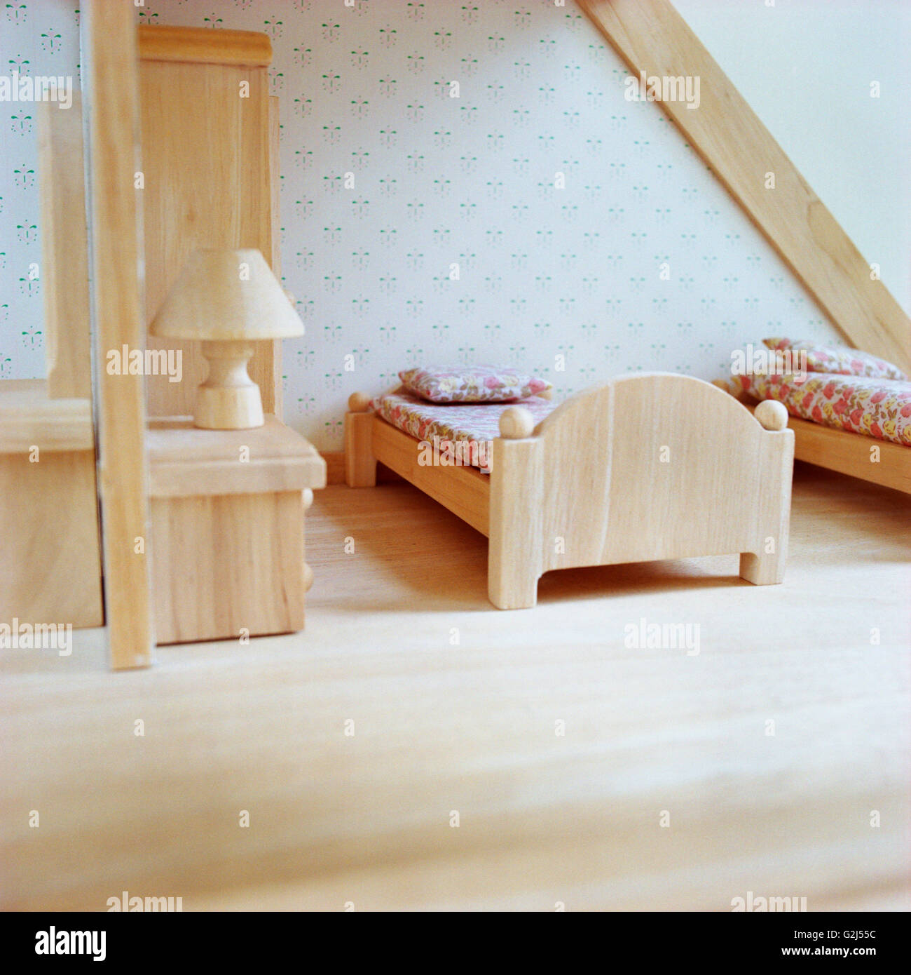 Dollhouse Bedroom Interior Stock Photo