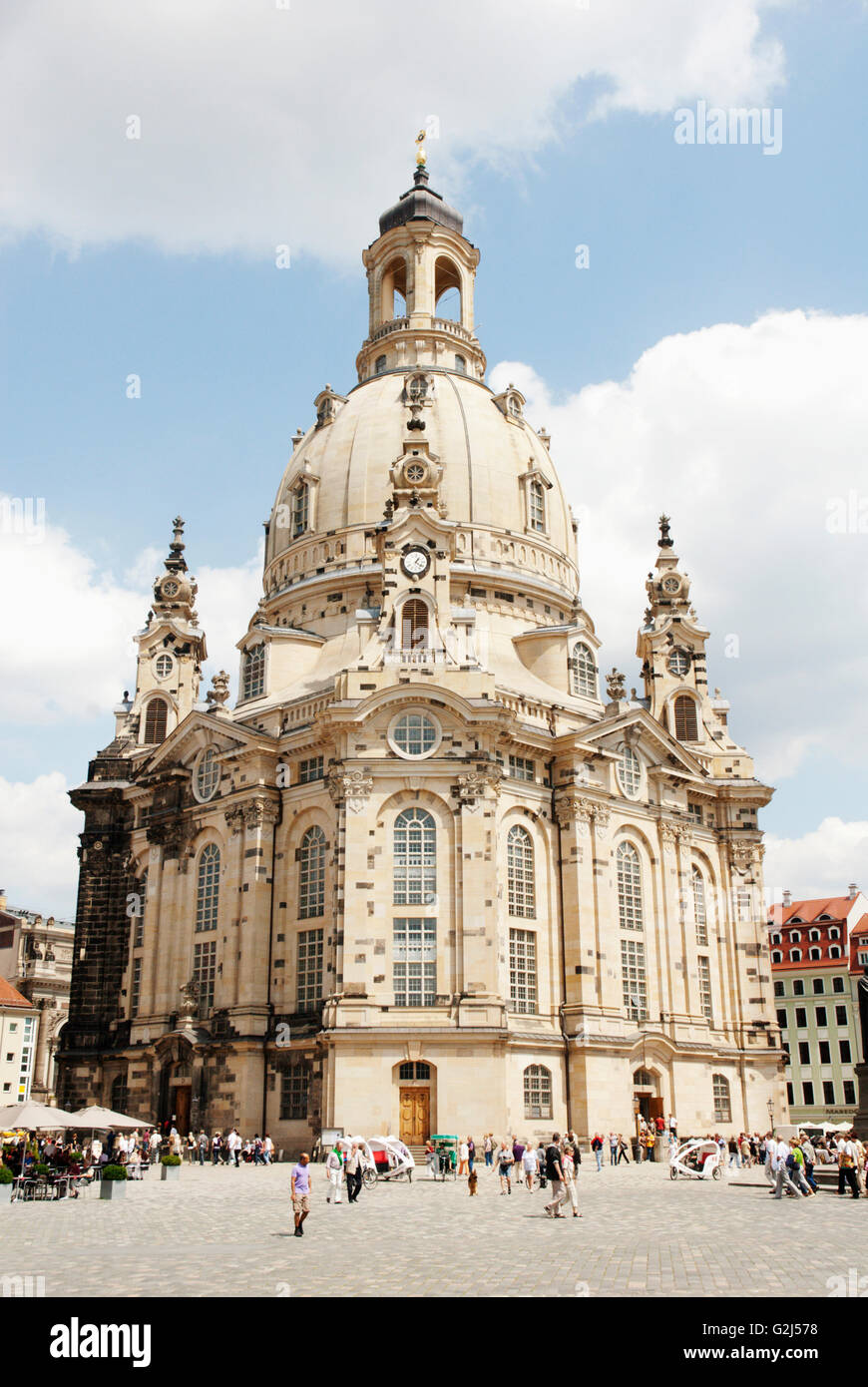 Frauenkirche and Plaza, Dresden, Germany Stock Photo