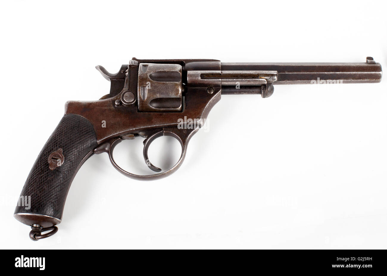 old black pistol close-up isolated on white background Stock Photo - Alamy
