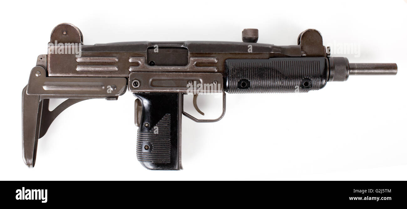 Uzi submachine gun isolated on white background Stock Photo