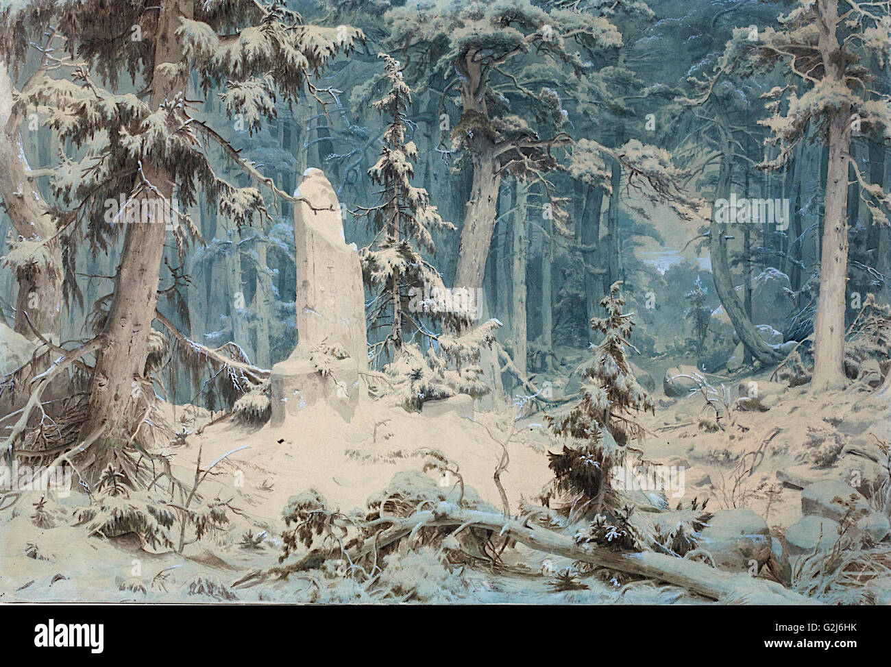 Andreas Achenbach - Snowy Forest - Museum Kunstpalast, Düsseldorf Stock Photo