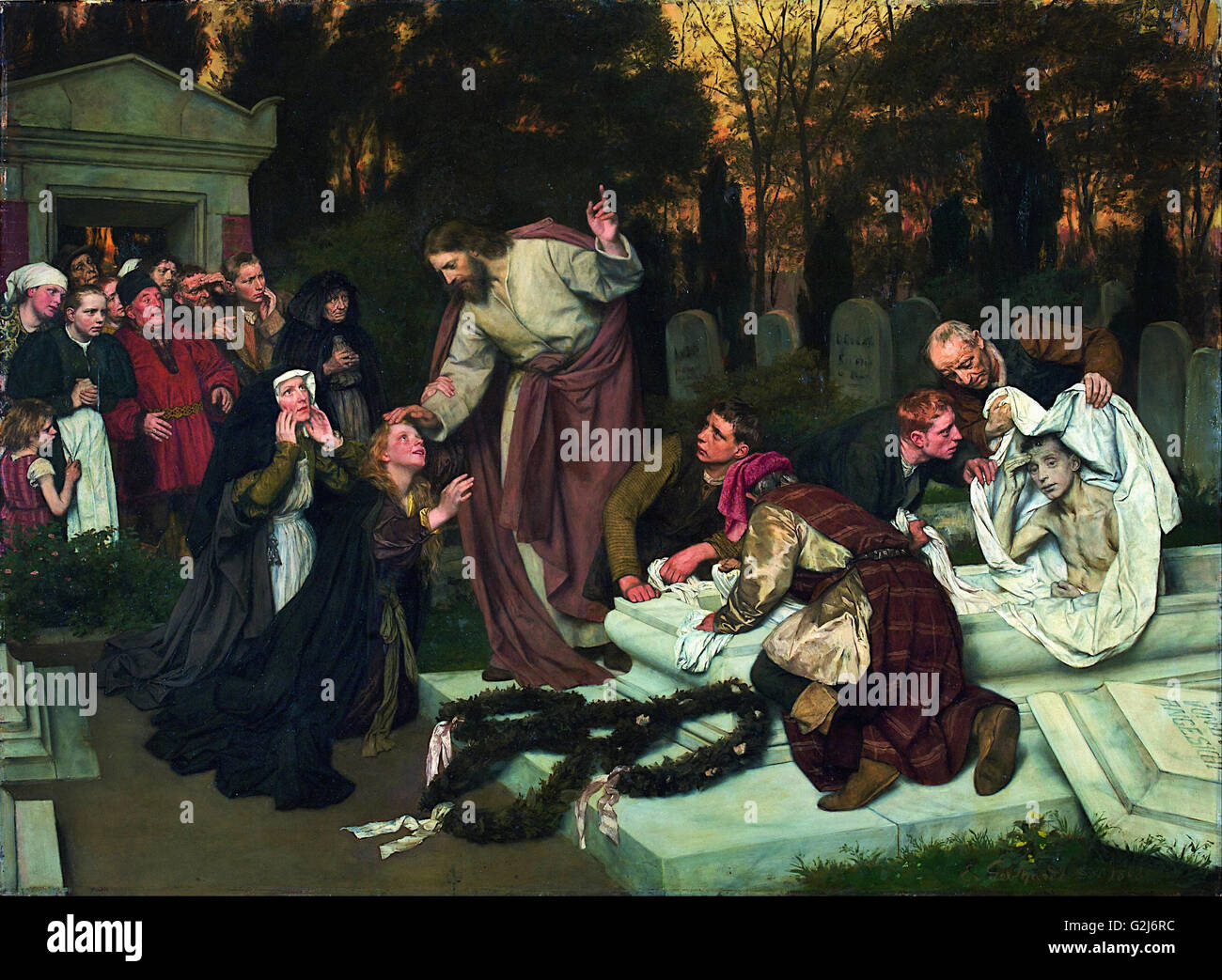 Eduard von Gebhardt - The Raising of Lazarus - Museum Kunstpalast, Düsseldorf Stock Photo