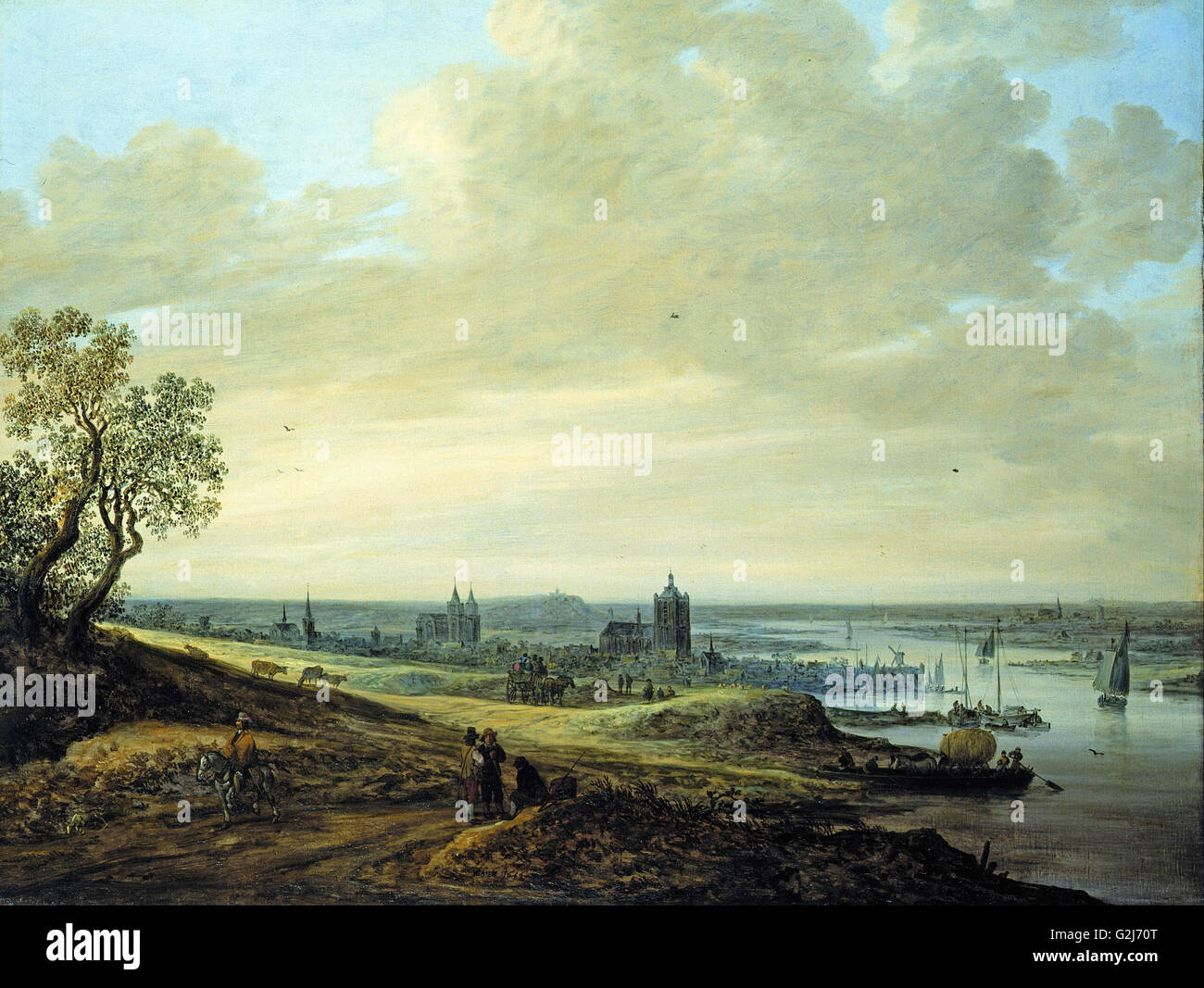 Jan Josephsz. van Goyen - Panorama Landscape with a View of Arnheim - Museum Kunstpalast, Düsseldorf Stock Photo