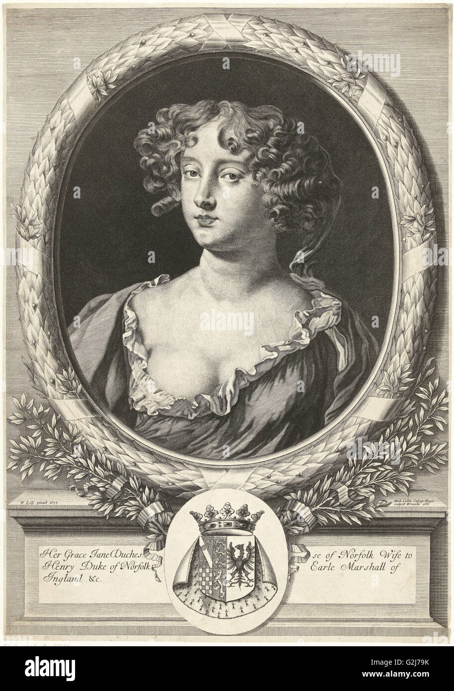 Portrait of Jane Bickerton Duchess of Norfolk, Richard Collin, 1681 Stock Photo