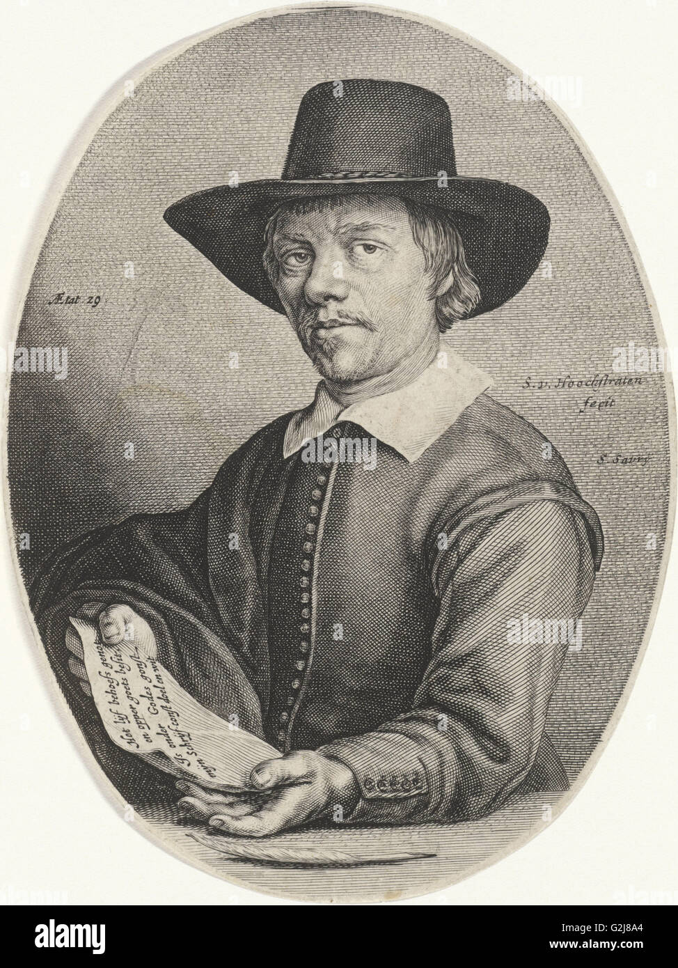 portrait of the schoolmaster and writer Theodore clean Bleuet, Salomon  Savery, 1637 - 1665 Stock Photo - Alamy