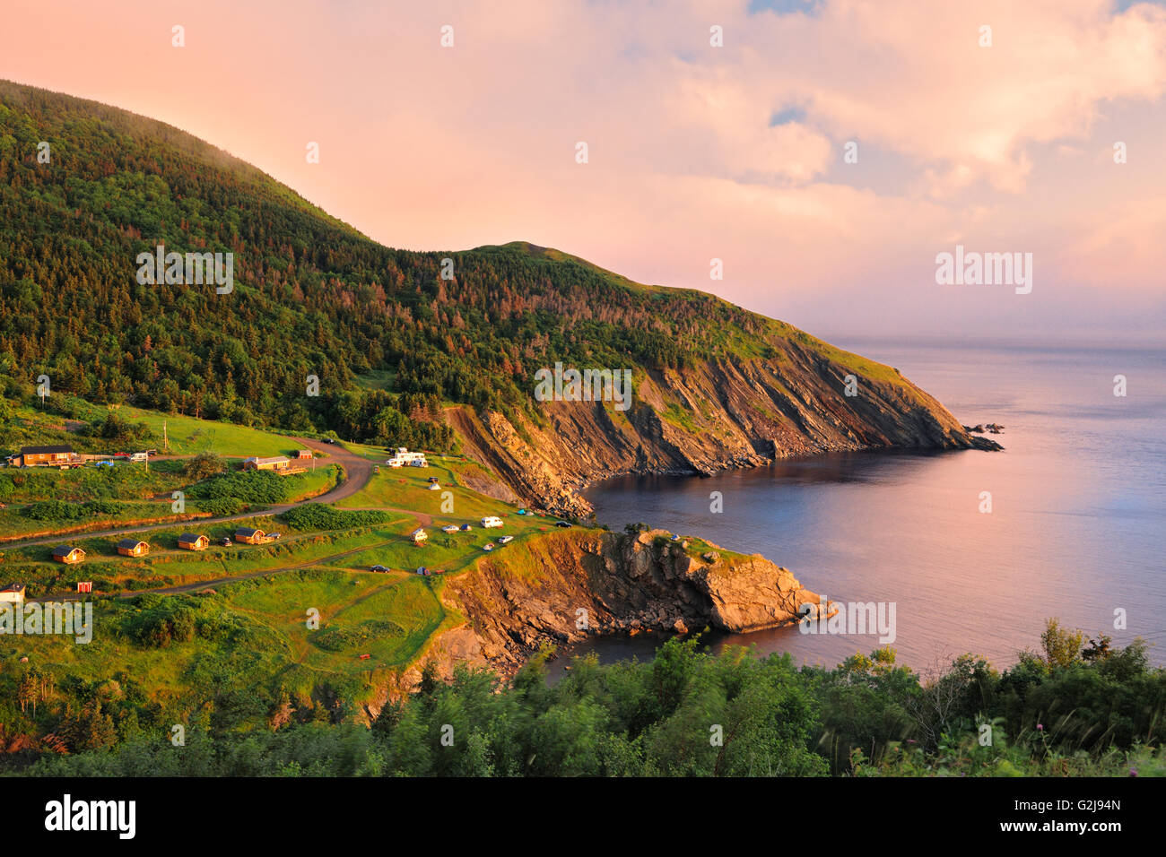 Sunset on Cape Breton Island. Meat Cove Nova Scotia Canada Stock Photo