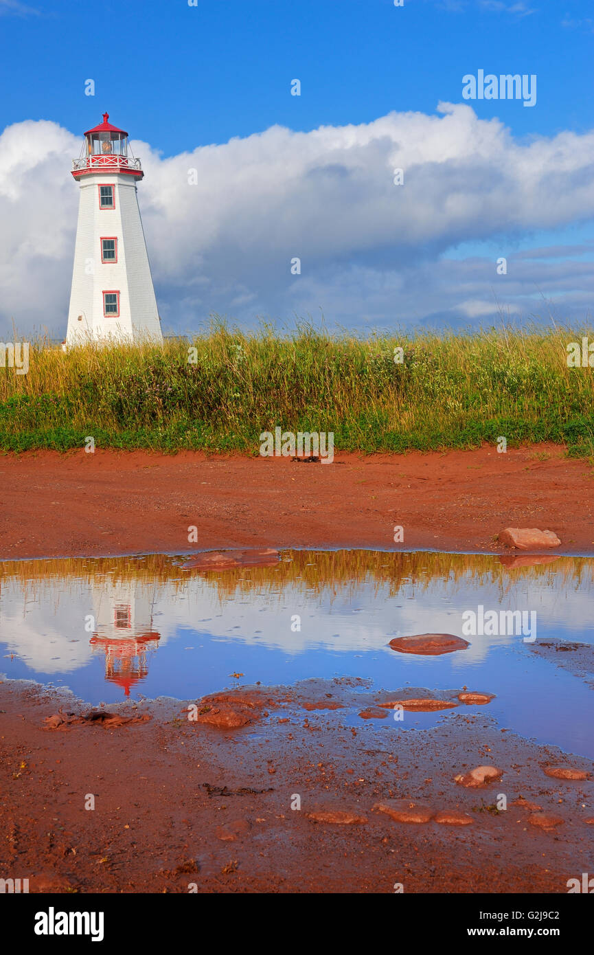 North Point Lighthouse and reflection in pool Stock Photo