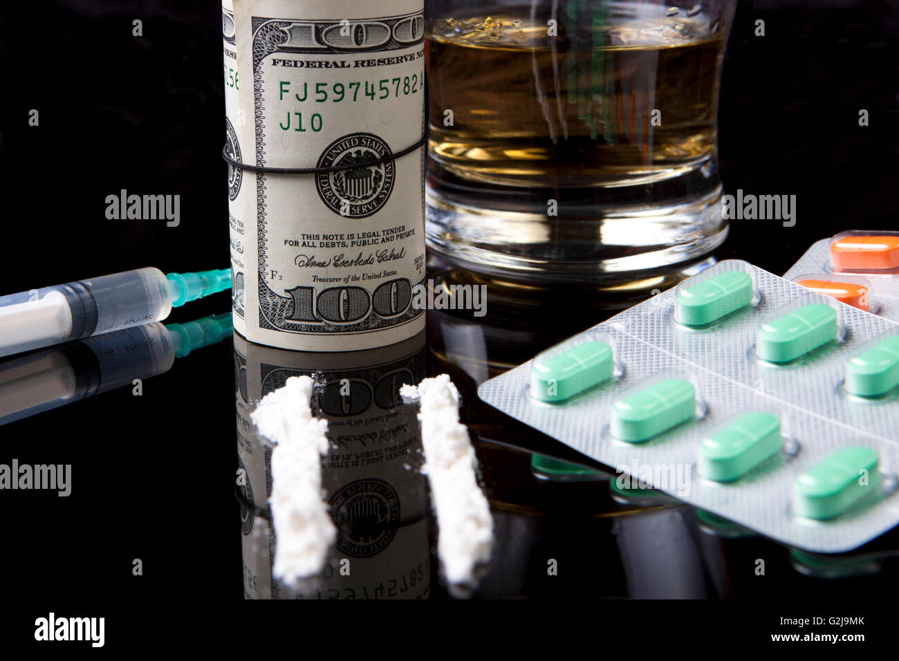 drugs and pills  easy money for the young Stock Photo