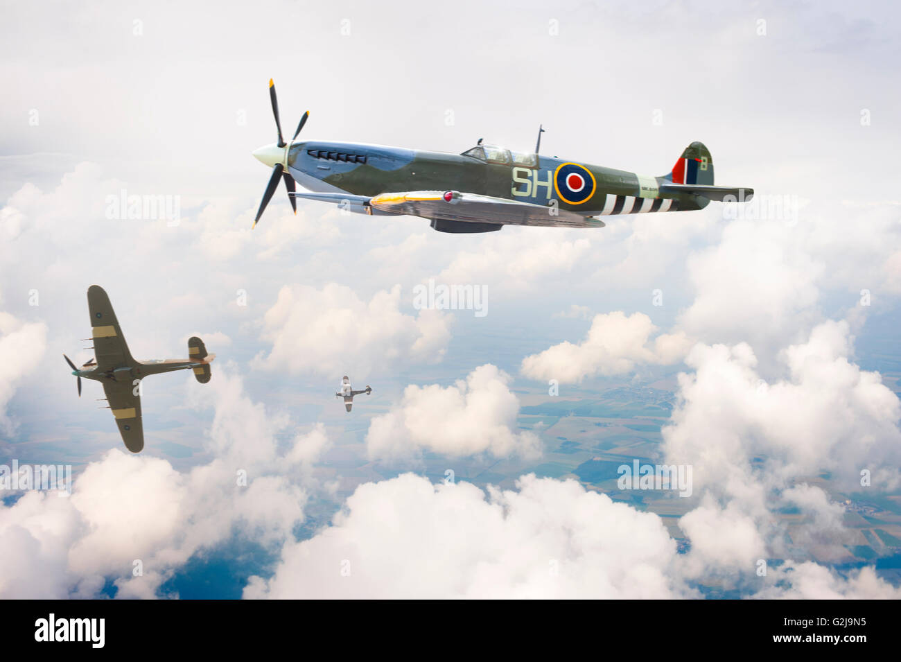 supermarine spitfire flying Stock Photo