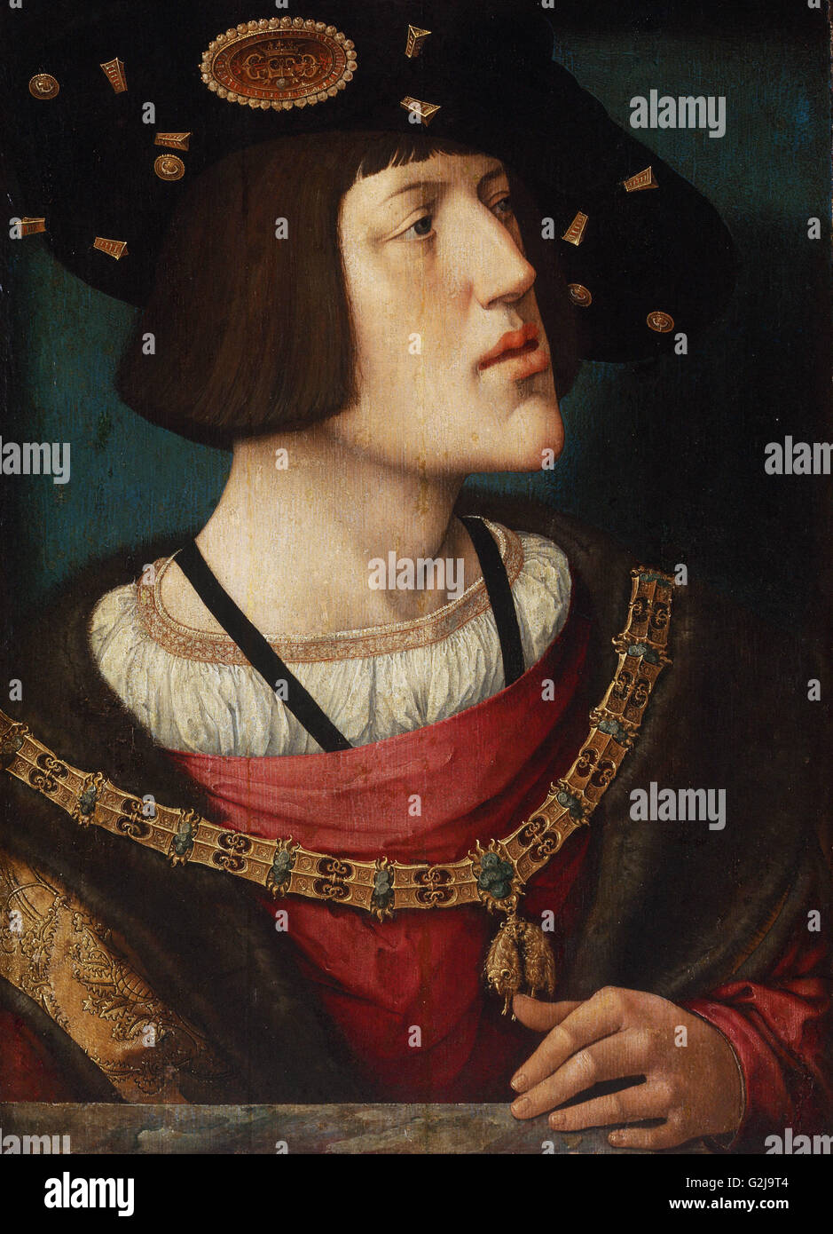 Barend van Orley - Portrait of Charles V (1519)  - Museum of Fine Arts, Budapest Stock Photo