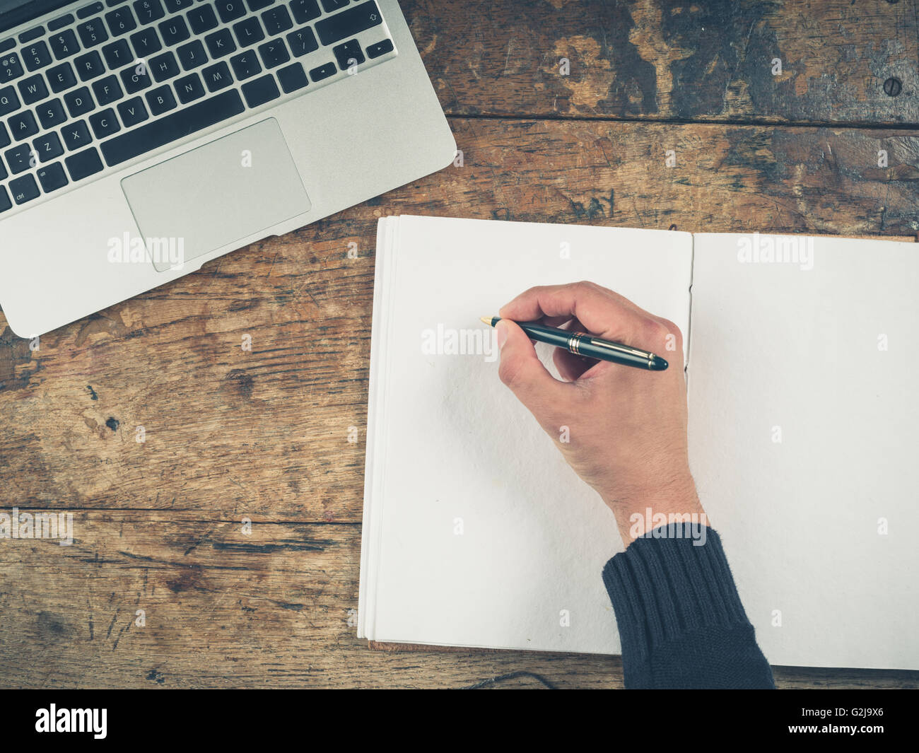 Top view man notepad hi-res stock photography and images - Alamy
