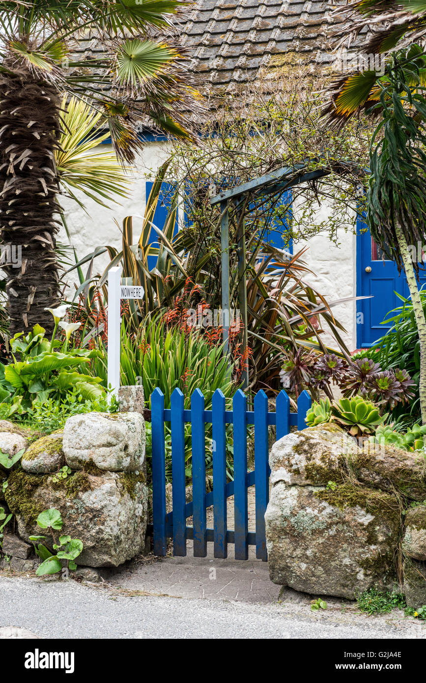 The bungalow named as Nowhere, at Old Town on St Mary's on the Isles of Scilly Stock Photo