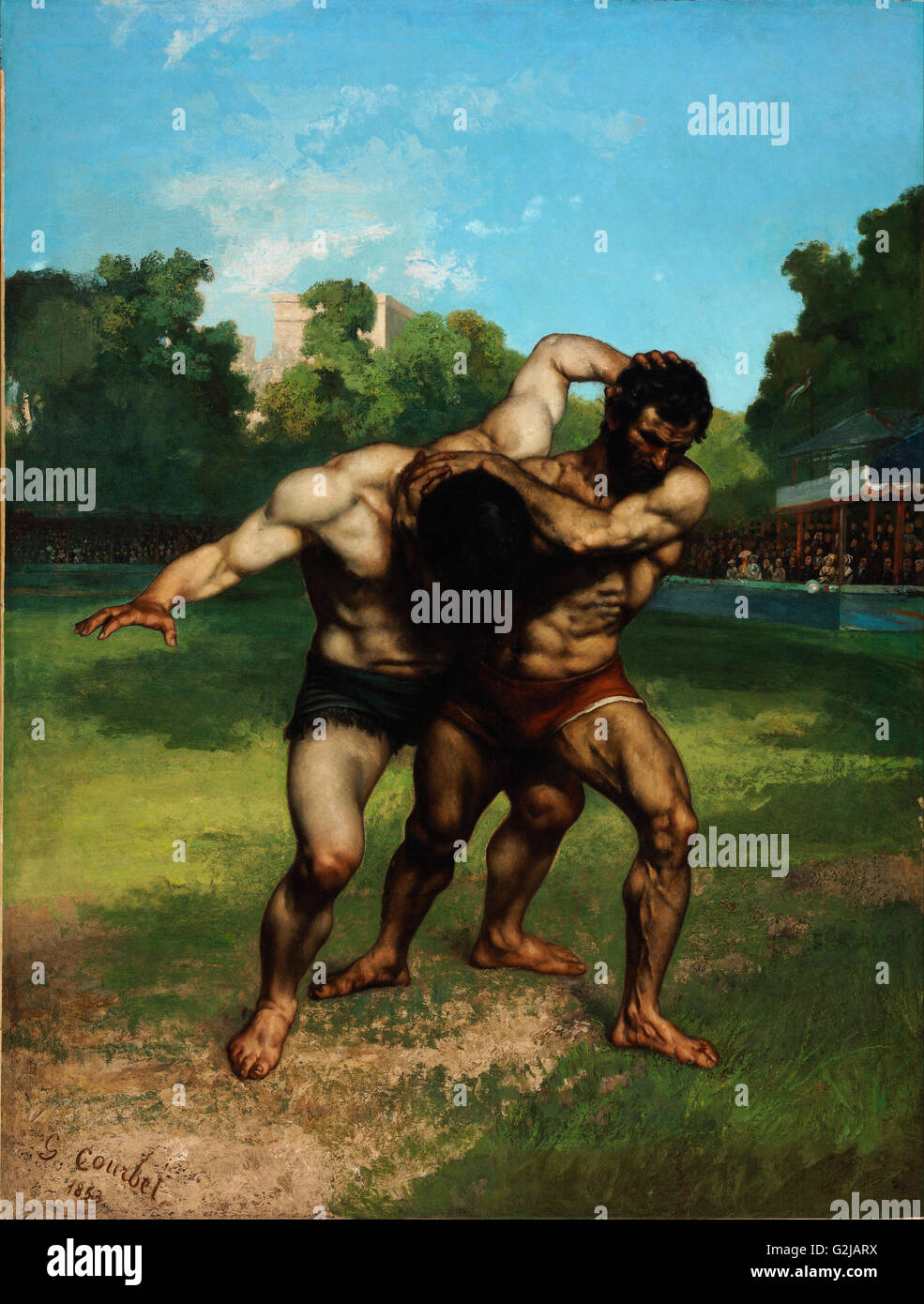 Gustave Courbet - The Wrestlers  - Museum of Fine Arts, Budapest Stock Photo