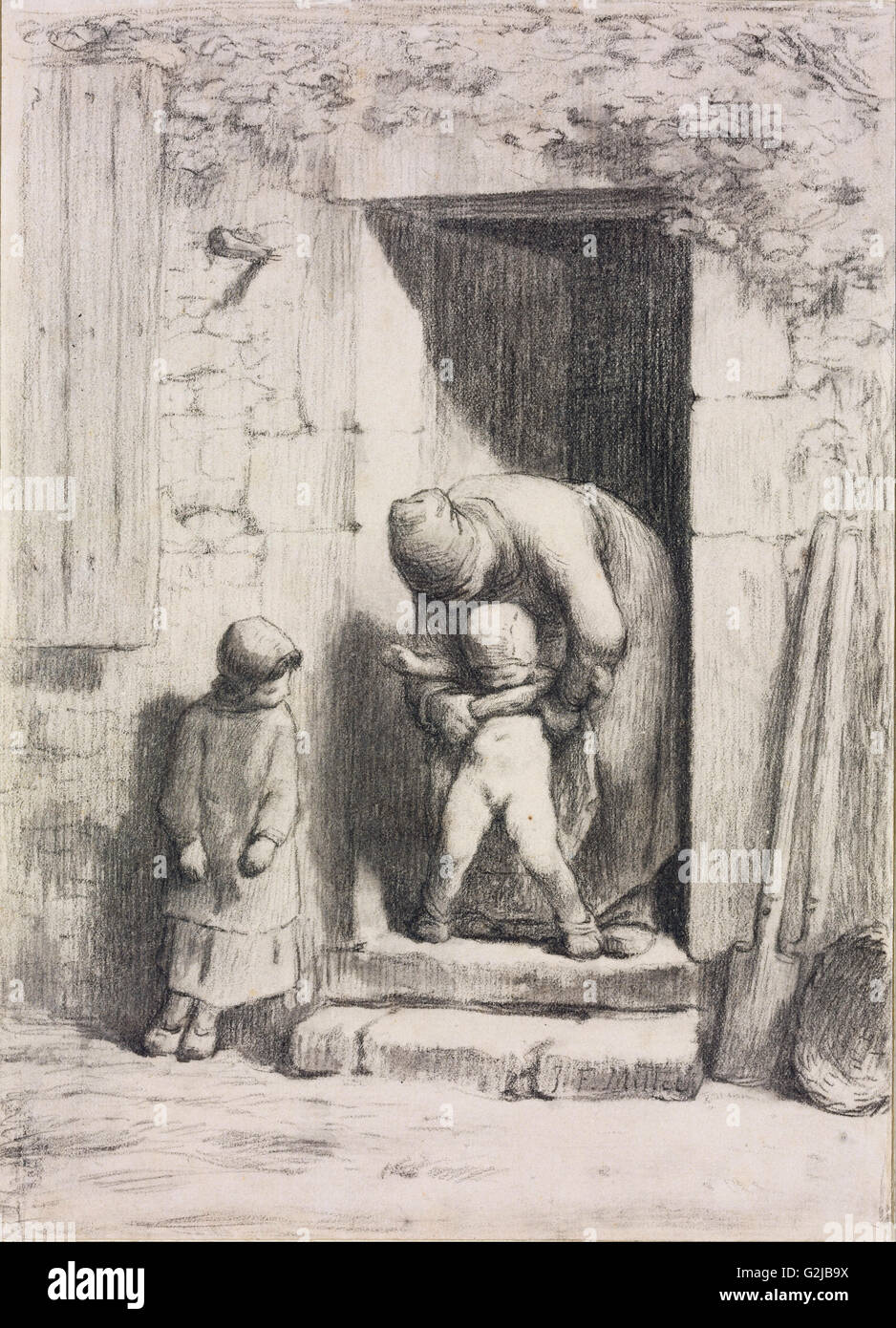 Jean-François Millet - Maternal Solicitude - Museum of Fine Arts, Budapest Stock Photo