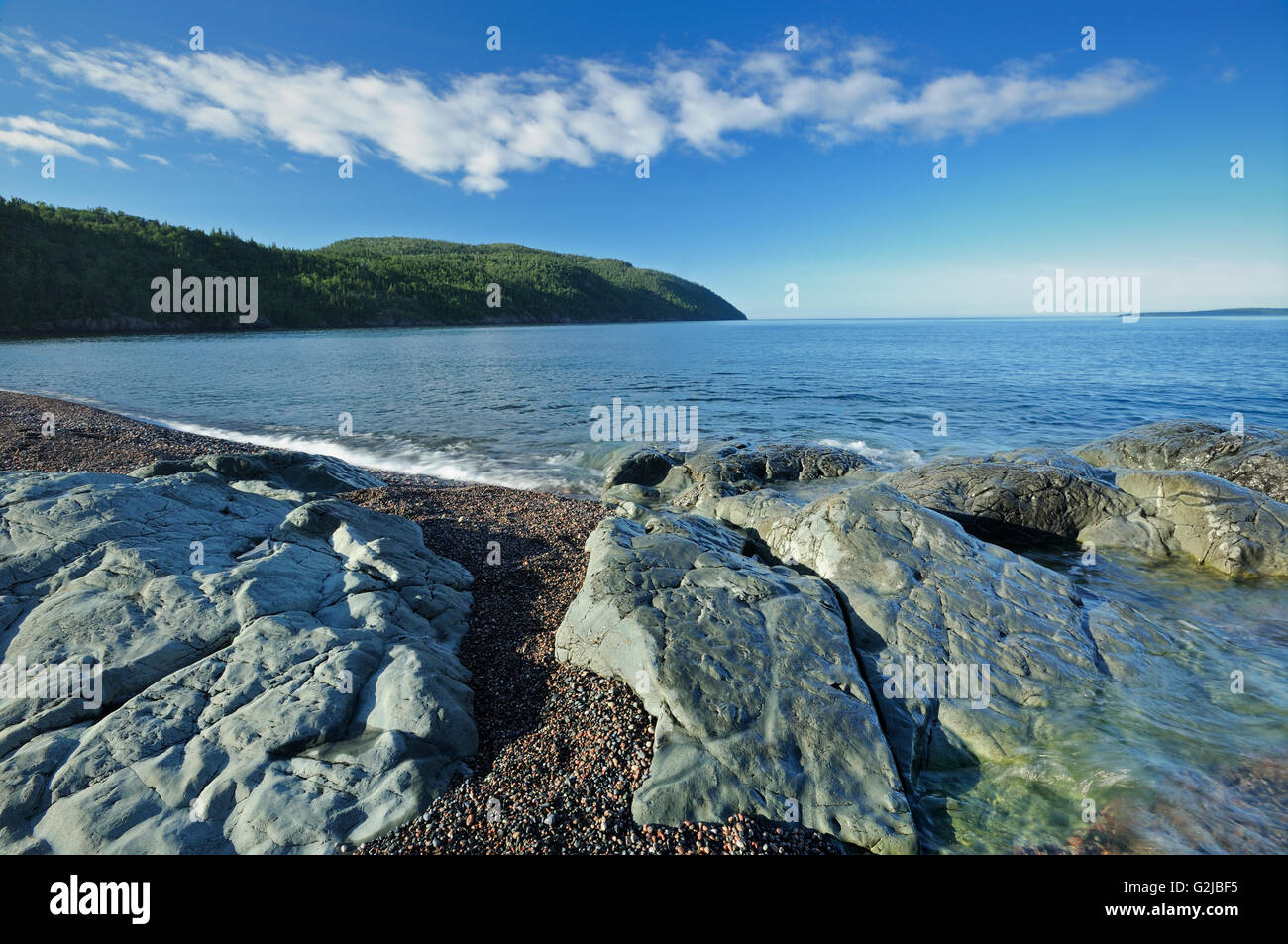 Rocky Lake Superior shoreline at Schreiber Beach, Schreiber, Ontario