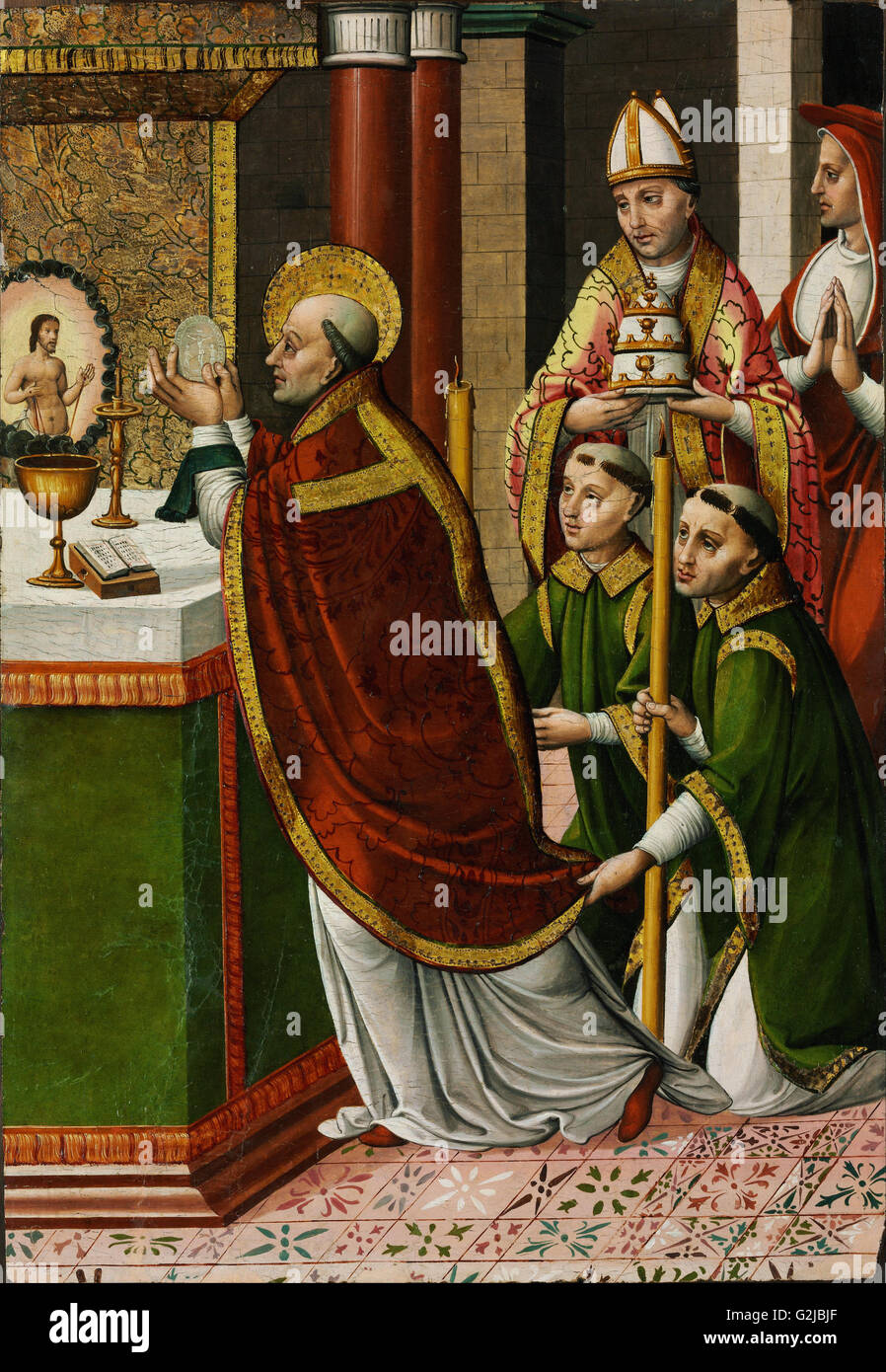 Master of Portillo - The Mass of Saint Gregory the Great  - Museum of Fine Arts, Budapest Stock Photo
