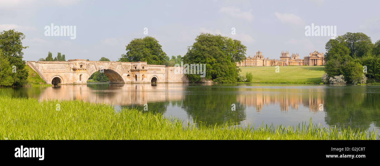 Panorama of Blenheim Palace, Woodstock, Oxfordshire, England, UK Stock Photo