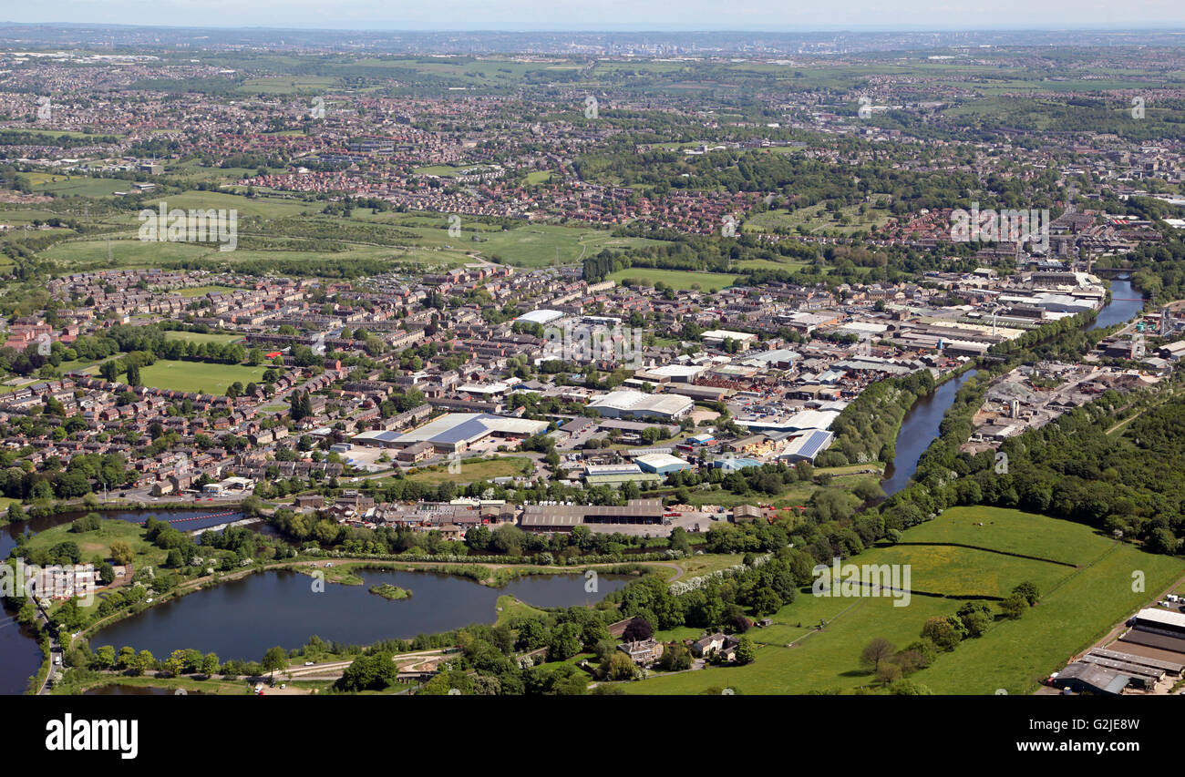 aerial view of Ravensthorpe near Dewsbury, West Yorkshire, UK Stock