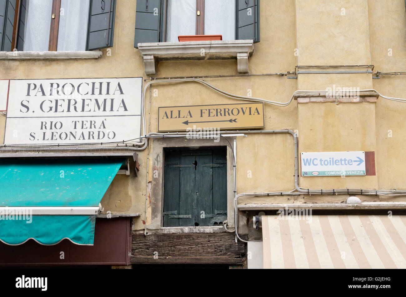 Street signs Cannaregio Venice Stock Photo