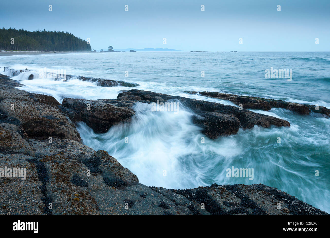 Wave action along shoreline Cribs Creek Campsite West Coast Trail