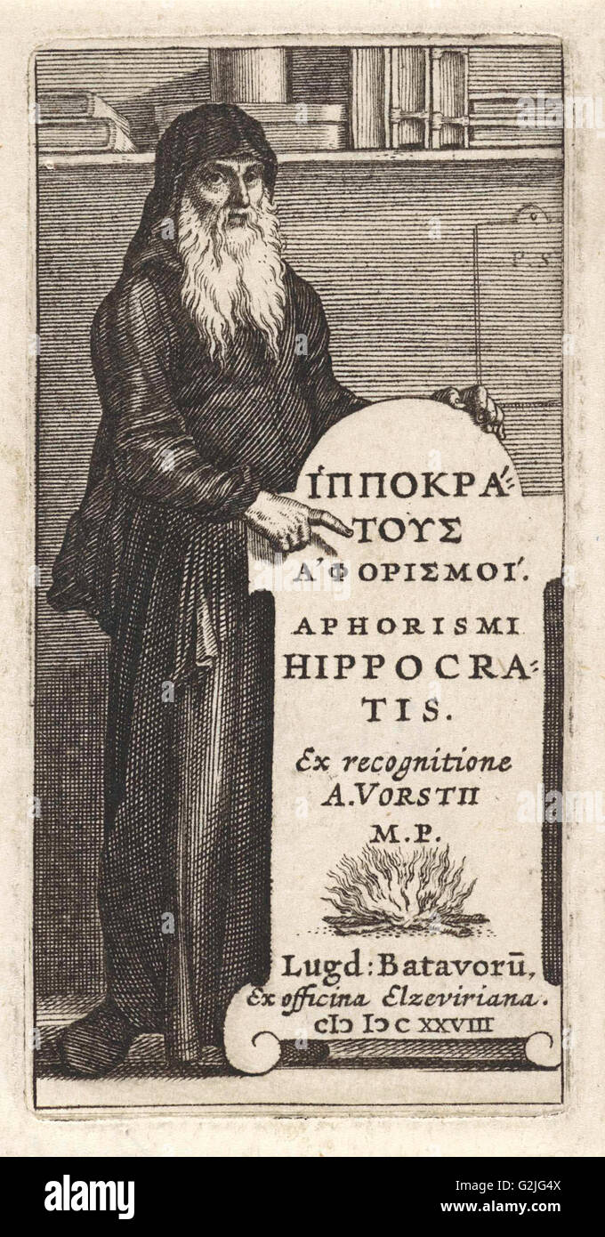 Hippocrates of Kos, Pieter Serwouters, Bonaventura Elzevier, Abraham Elzevier (I), 1628 Stock Photo