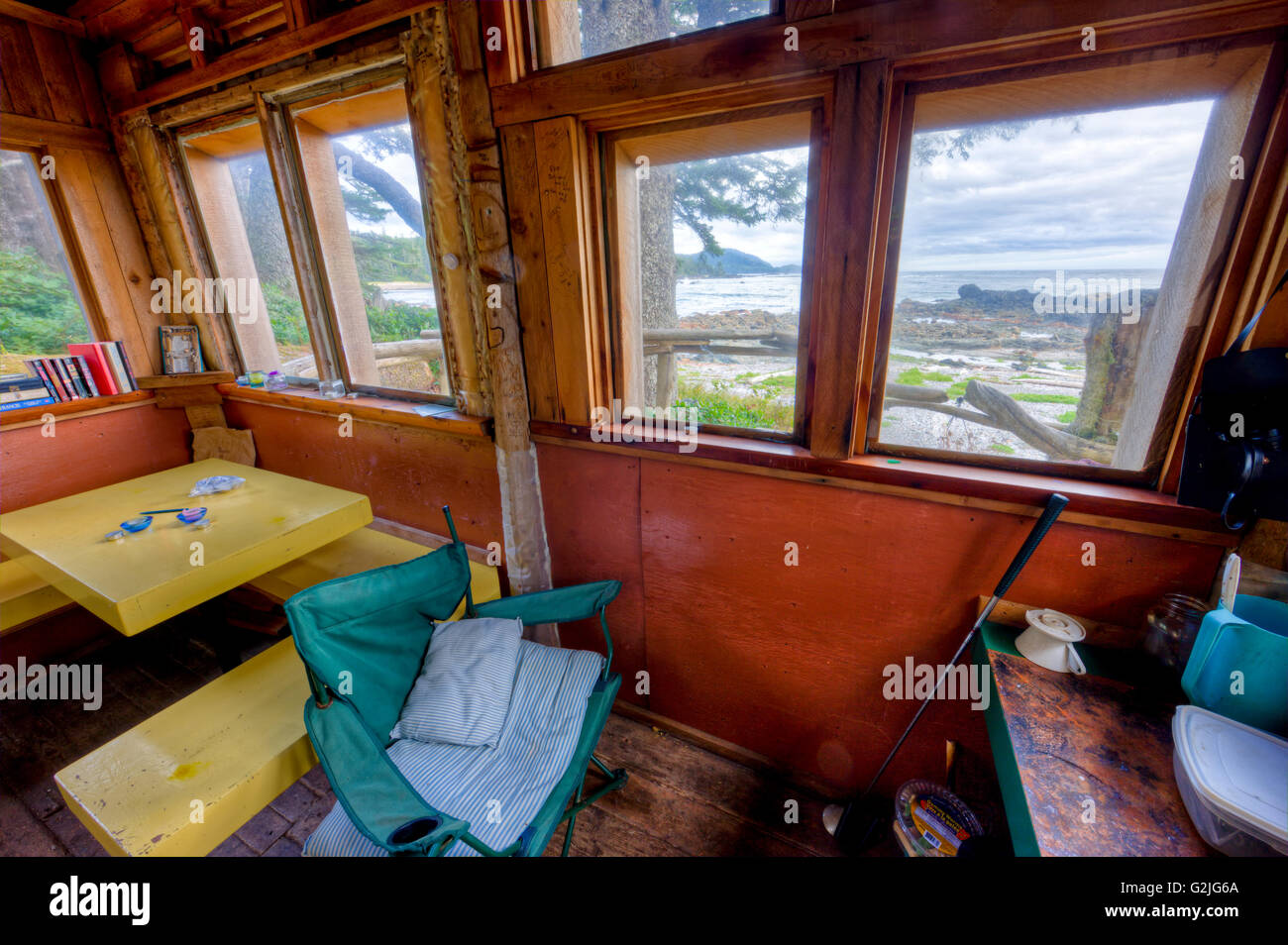 View Rocky Shores West Coast Through Windows Emergency Shelter