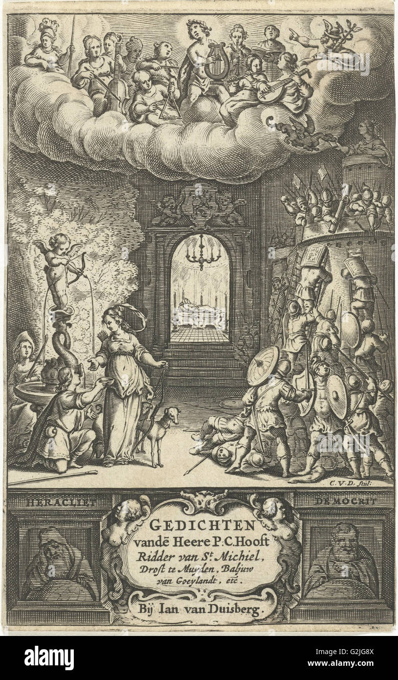 Apollo with other gods and muses, print maker: Cornelis van Dalen I, Jan van Duisberg, 1657 Stock Photo