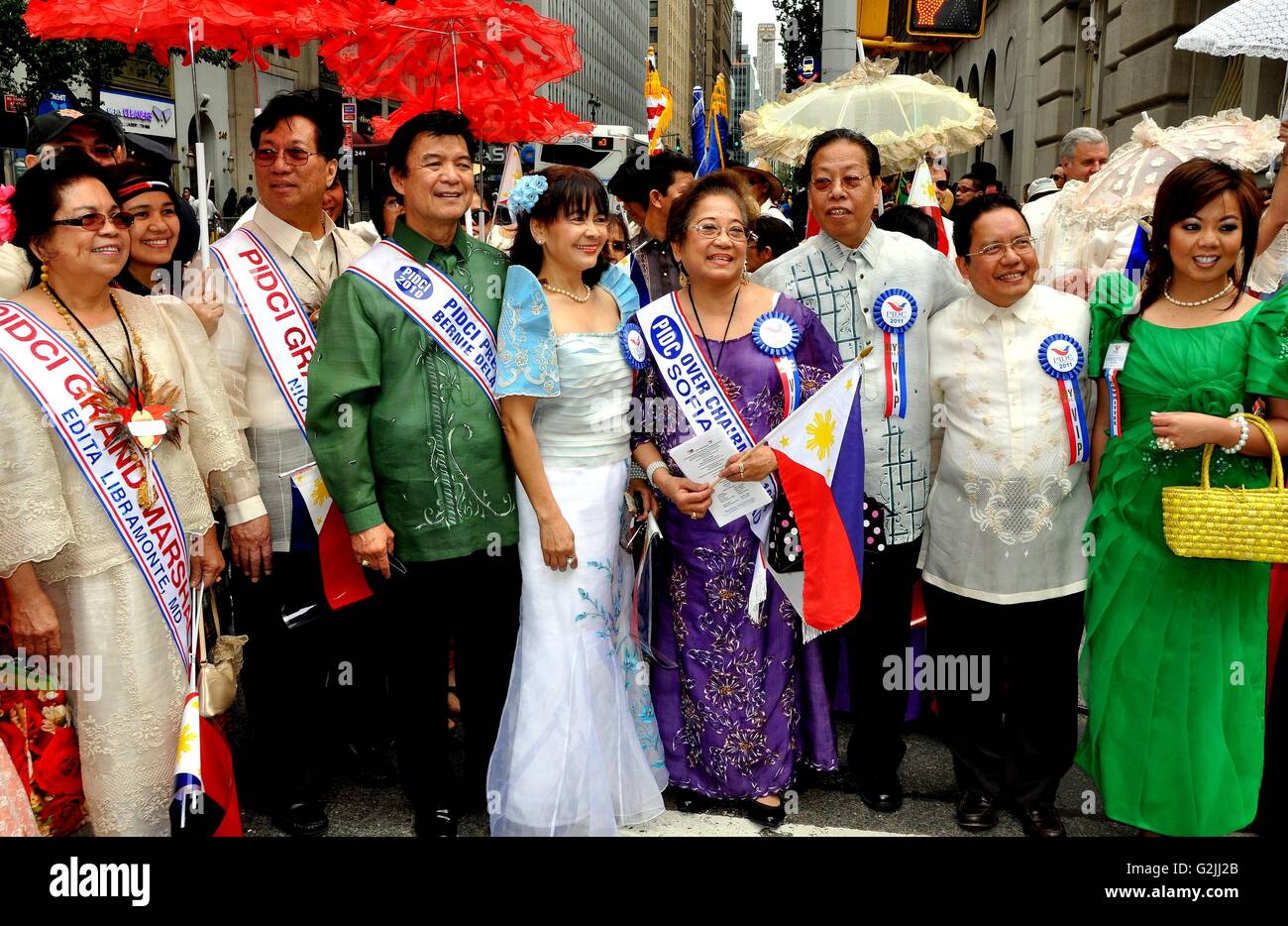 New York City:  Filipino V. I. P.'s marching in the annual Philippines Independence Day Parade on Madison Avenue Stock Photo