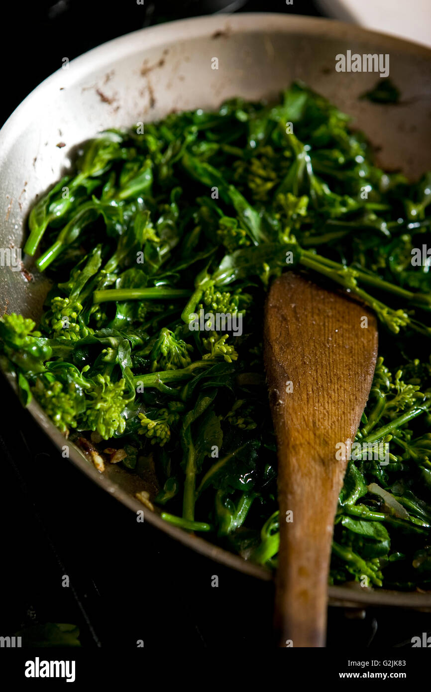 Cooking Broccoli Rabe Stock Photo Alamy