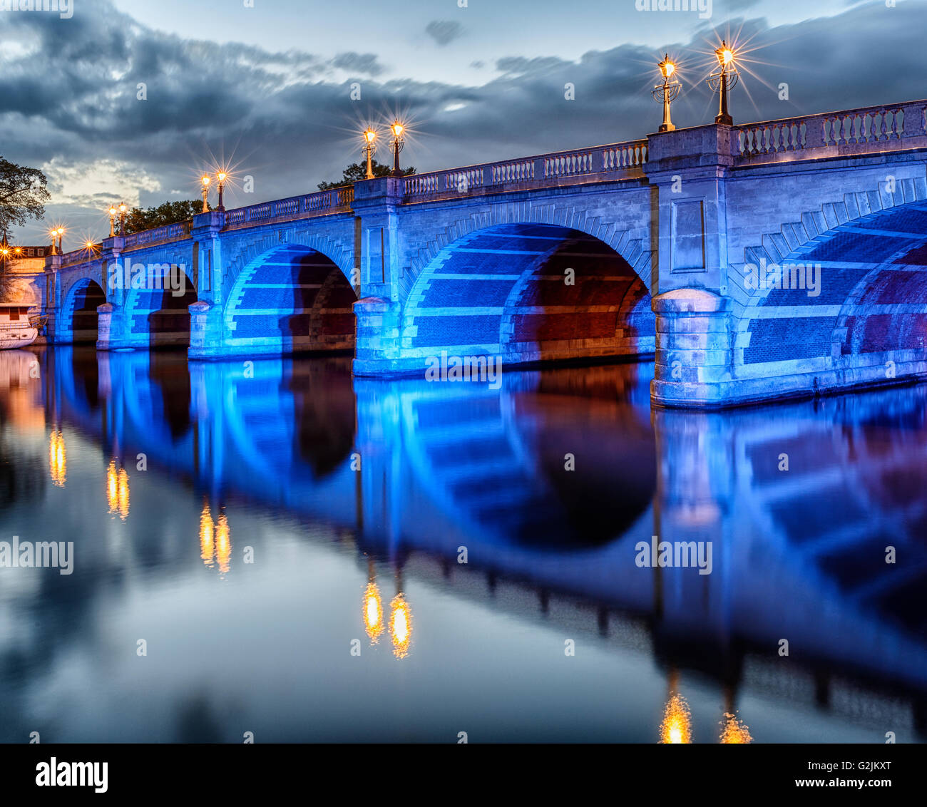 Kingston Bridge, night,Kingston Upon Thames,Surrey,England, Stock Photo