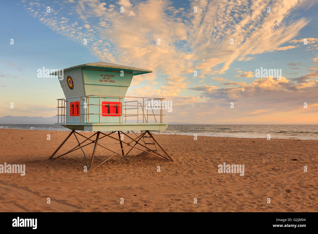 Lifeguard tower,Monterey Bay,California,USA Stock Photo