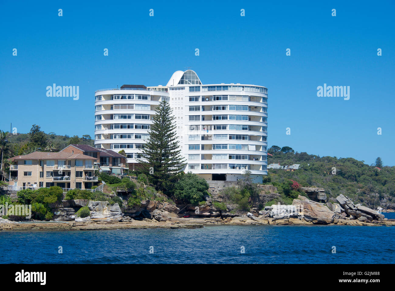 Apartment block with amazing views Sydney Harbour Manly NSW Australia Stock Photo