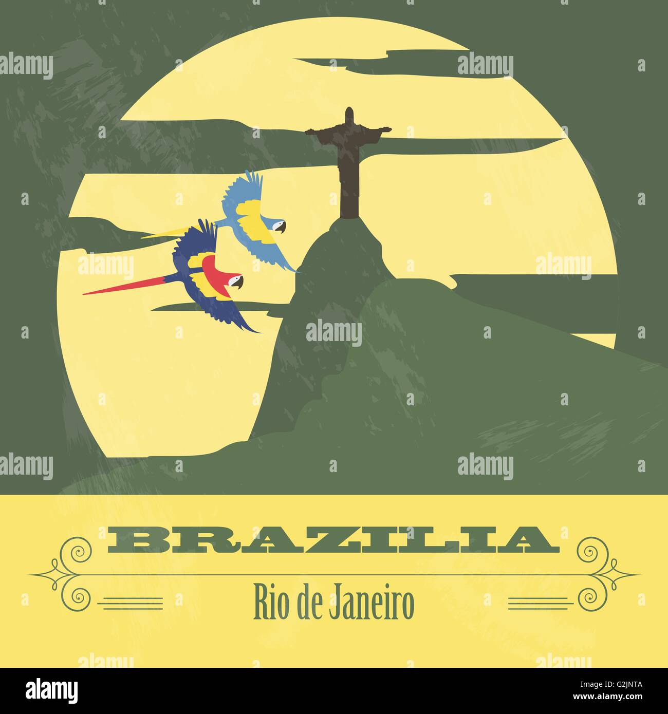 Brazilia landmarks. Retro styled image. Vector illustration Stock Vector