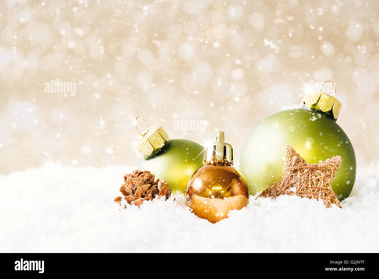 Christmas background. christmas balls with copyspace and snow Stock Photo - Alamy Christmas background. christmas balls with copyspace and snow Stock Photo - Alamy