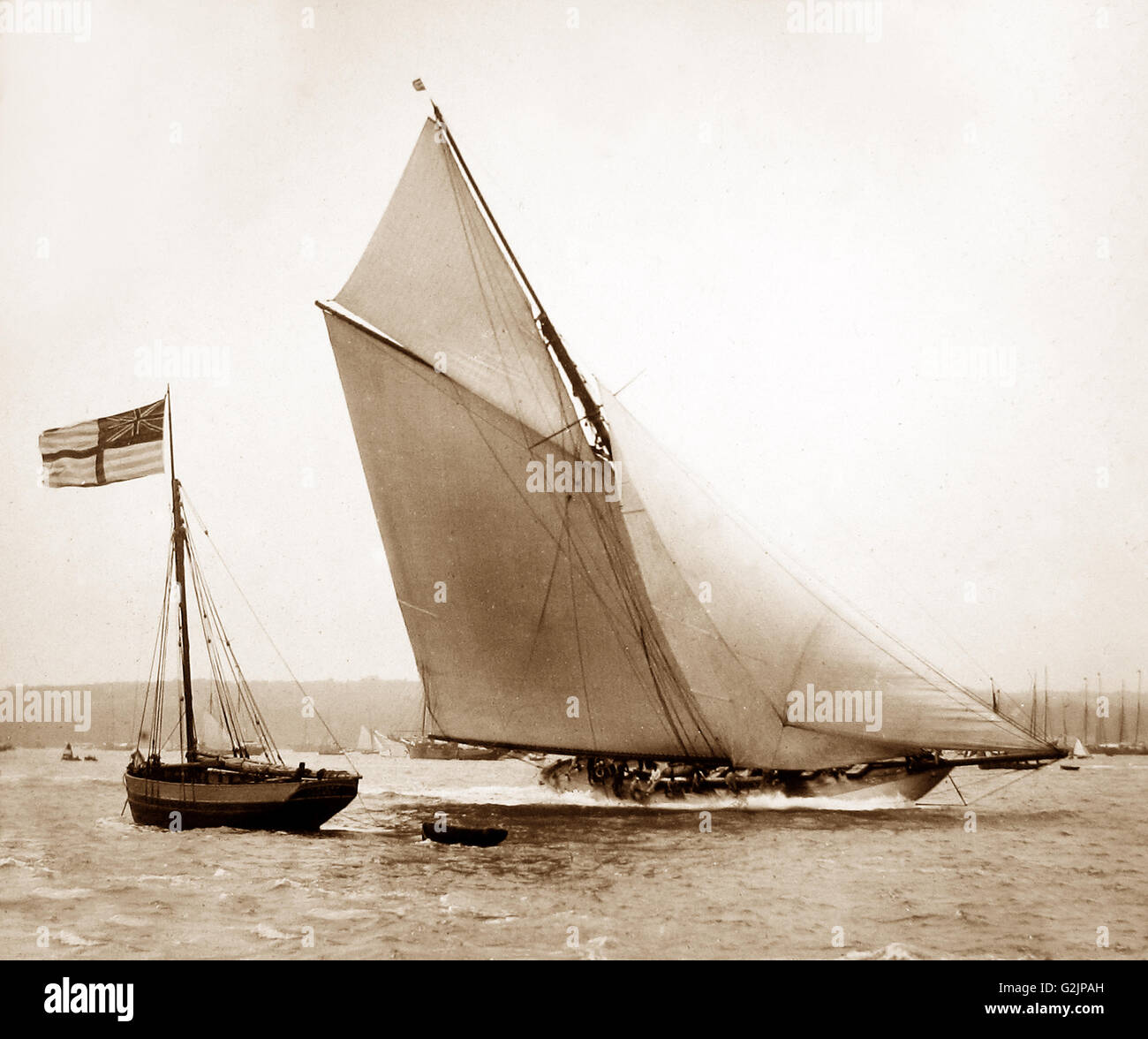 Racing yacht 'Vigilant', winner of the America's Cup in 1893. The photo might have been taken at Cowes, Isle of Wight - Victorian period Stock Photo