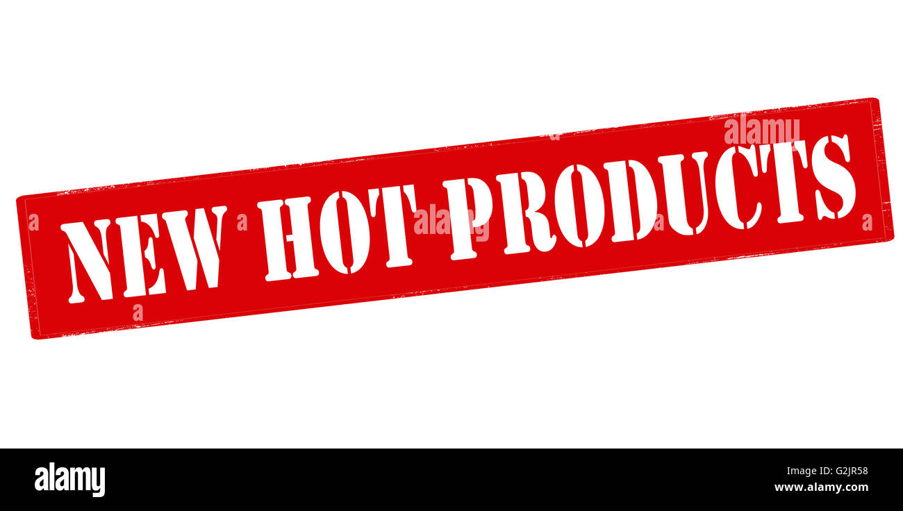 Rubber stamp with text new hot products inside, vector illustration