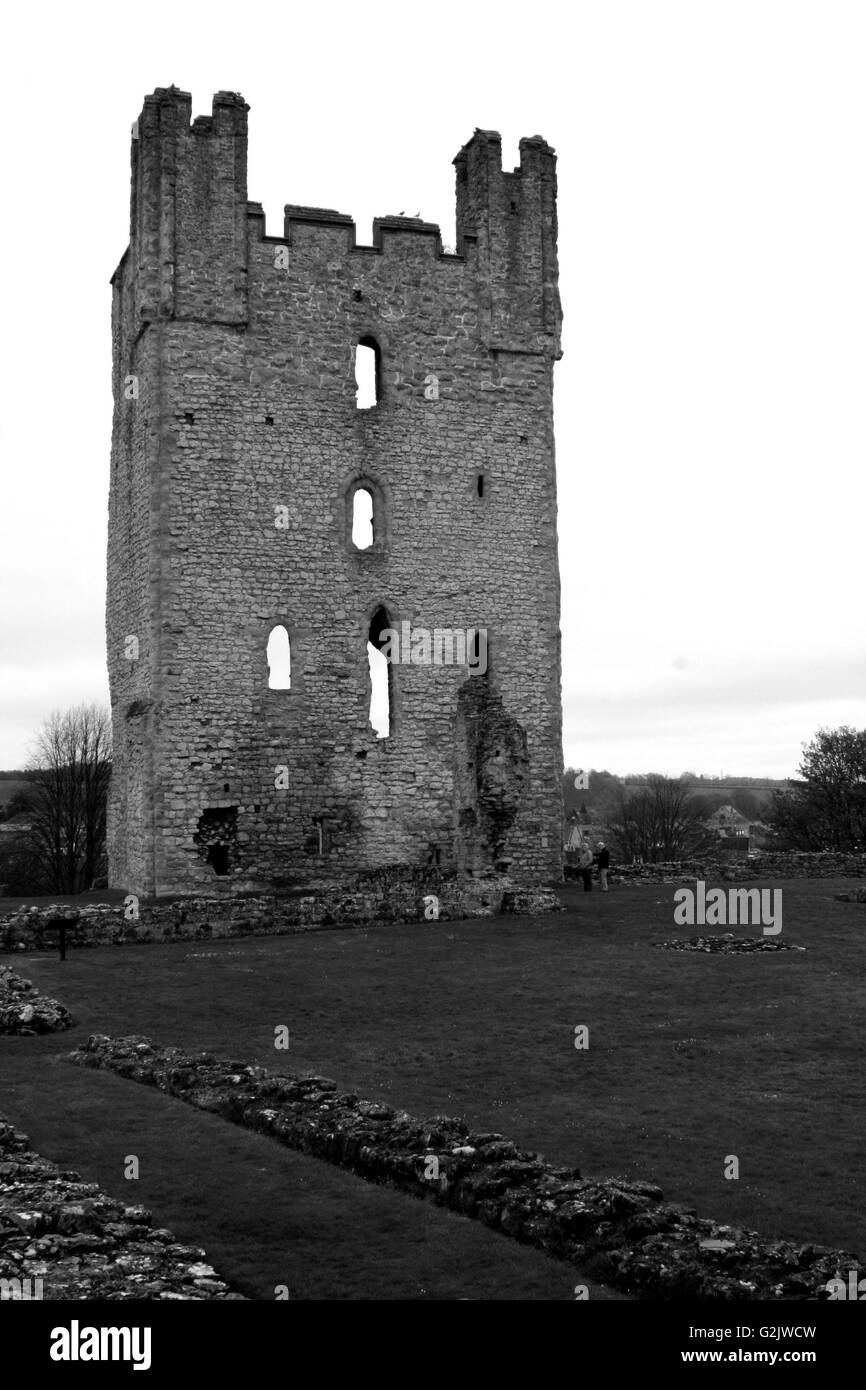 Helmsley Castle in Black and White Stock Photo